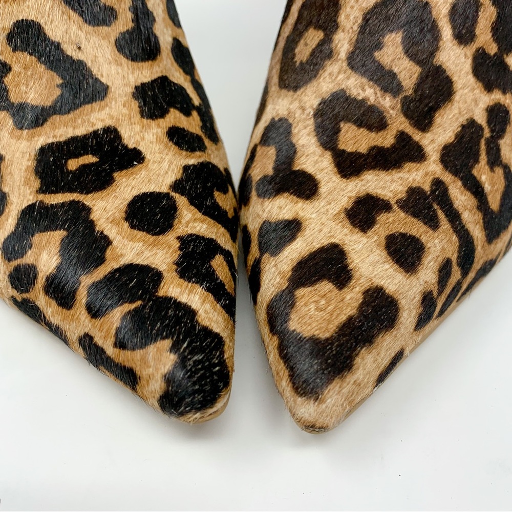 NWT $108 Express Genuine Calf Hair Leopard Side Zip Pointed Toe Ankle Boots 7 - Picture 5 of 10